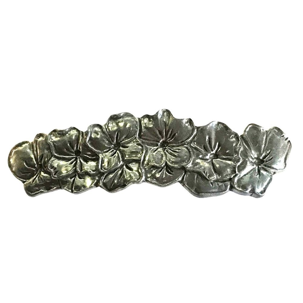 Vintage 1990 Seagull Pewter Floral Barrette Scarf Clip Pansies Made in Canada